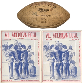 1962 All American Bowl Multi Signed Football With Over 40 Signatures & (2) Game Programs (Beckett)